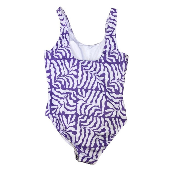New Real Essentials One Piece Lilac Purple White Swimsuit Large - Picture 2 of 4
